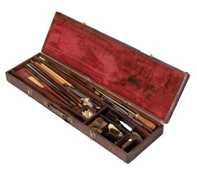 Lot 309 - Cheney wooden gun case with cleaning tools