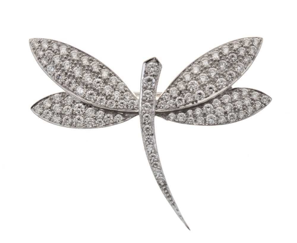 Lot 97 - Diamond set stylised dragonfly brooch