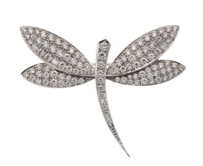 Lot 32 - Diamond set stylised dragonfly brooch
