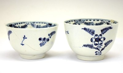 Lot 477 - Pair of Worcester 'Mimosa' pattern tea bowls, c.1780