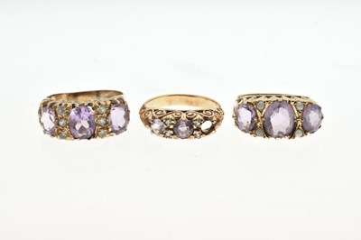 Lot 24 - Three 9ct reproduction Victorian-style rings