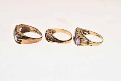 Lot 24 - Three 9ct reproduction Victorian-style rings