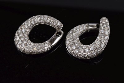 Lot 120 - Pair of pave set diamond hoop earrings