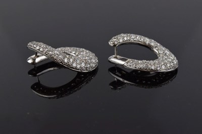 Lot 120 - Pair of pave set diamond hoop earrings