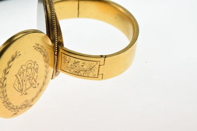 Lot 74 - Early Victorian gilt locket bangle, unmarked