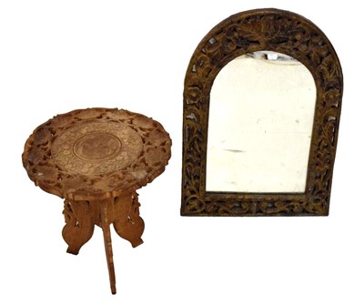 Lot 685 - Carved occasional table and mirror