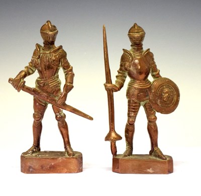 Lot 282 - Pair of cast copper knights