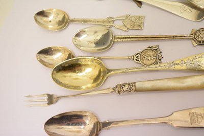 Lot 214 - Quantity of silver and white metal flatware to include