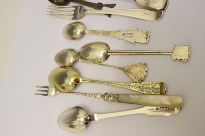 Lot 214 - Quantity of silver and white metal flatware to include