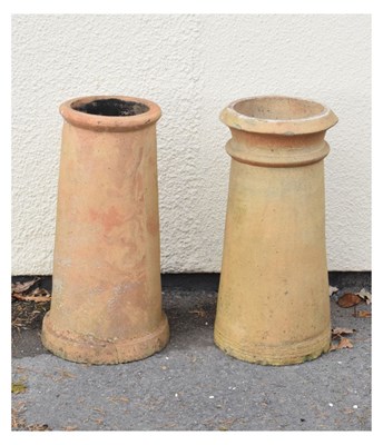 Lot 756 - Near pair of stoneware chimney pots of cylindrical form
