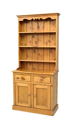 Lot 624 - Modern pine dresser with rack