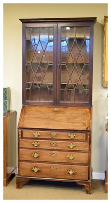 Lot 621 - George III mahogany bureau bookcase