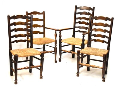 Lot 704 - Three ladder back dining chairs, etc.