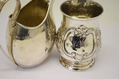 Lot 218 - Victorian silver christening mug together with a George V silver cream jug