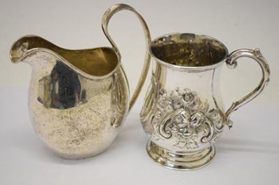 Lot 218 - Victorian silver christening mug together with a George V silver cream jug