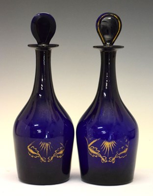 Lot 514 - Pair of Bristol blue glass decanters