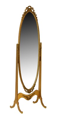 Lot 519 - Cheval mirror in a decorative gilt frame