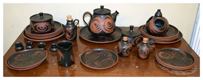 Lot 483 - Quantity of Paul Green Retro stoneware plates, teapot, etc.