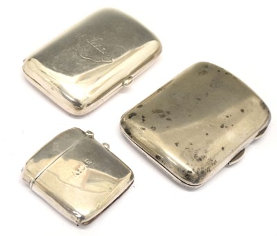 Lot 207 - Two late Victorian silver cigarette cases together with a George V silver vesta case