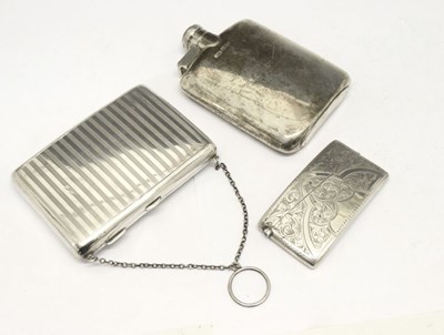 Lot 204 - George V silver hip flask, Sheffield 1917, together with