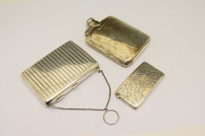 Lot 204 - George V silver hip flask, Sheffield 1917, together with