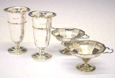Lot 199 - Pair of George V silver pedestal bonbon dishes