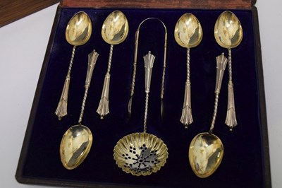 Lot 210 - Cased set of George V mother-of-pearl and silver fruit knives and forks