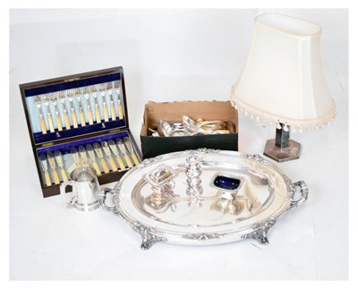 Lot 358 - Quantity of silver-plated items to include two-handled warming and draining meat plate