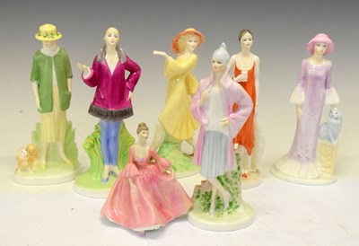 Lot 506 - Six Coalport 'Ladies of Fashion' figures, together with Coalport 'Tracy' figure