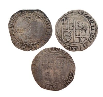 Lot 120 - Coins - Three James I silver shillings