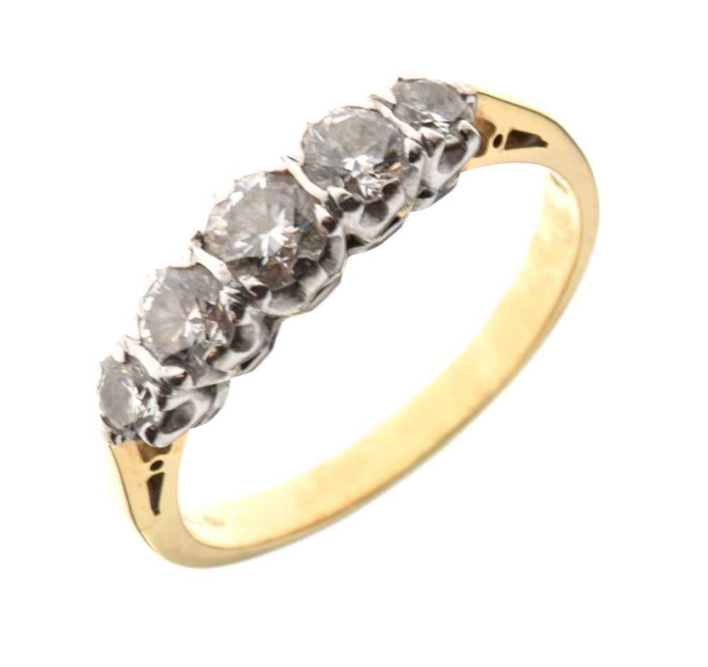 Lot 1 - 18ct five-stone diamond ring