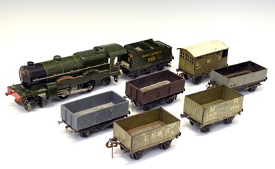Lot 448 - Hornby 0 gauge 'Lord Nelson' railway locomotive and tender, with wagons