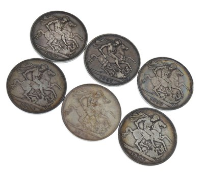 Lot 148 - Coins - Six Queen Victoria silver Crowns