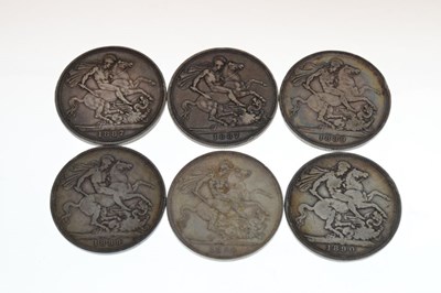 Lot 148 - Coins - Six Queen Victoria silver Crowns