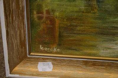 Lot 646 - Lawrence Gerke - Oil on board - Surrey canal scene