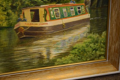 Lot 646 - Lawrence Gerke - Oil on board - Surrey canal scene