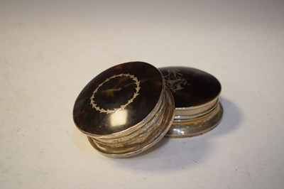 Lot 175 - Two silver and tortoiseshell circular boxes
