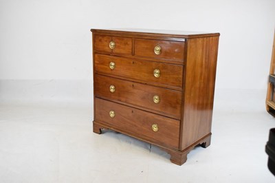 Lot 726 - Mahogany chest of two short drawers over three long drawers