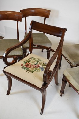 Lot 661 - Set of four bar back chairs together with a later carver
