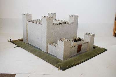 Lot 319 - Large Mid Century wooden toy fort, together with Britains and other figures