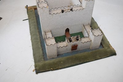 Lot 319 - Large Mid Century wooden toy fort, together with Britains and other figures