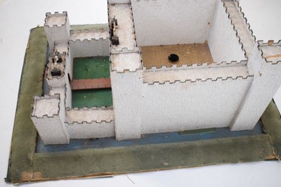 Lot 319 - Large Mid Century wooden toy fort, together with Britains and other figures