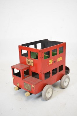 Lot 426 - Mid century painted wooden toy double decker bus