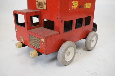 Lot 426 - Mid century painted wooden toy double decker bus