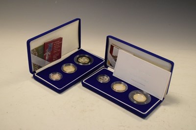 Lot 128 - Two Royal Mint silver proof piedfort 3-coin collections