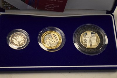 Lot 128 - Two Royal Mint silver proof piedfort 3-coin collections