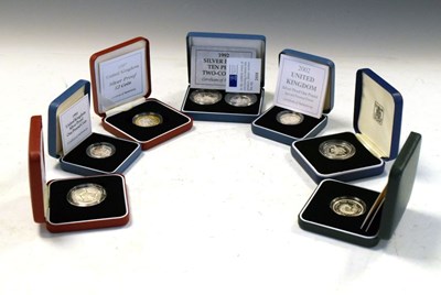 Lot 129 - Seven Royal Mint commemorative silver proof coins in presentation cases