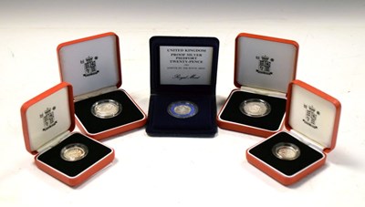 Lot 127 - Five Royal Mint commemorative silver proof piedfort coins in presentation cases