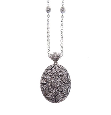 Lot 40 - 18ct white gold oval locket