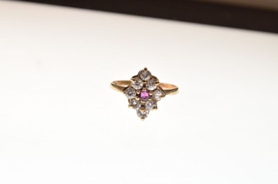 Lot 5 - 9ct gold marquise shaped cluster ring